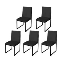 Kit 5 Cadeira Para Sala de Jantar Trendy Base Metálica Preto Suede Preto - Móveis Mafer