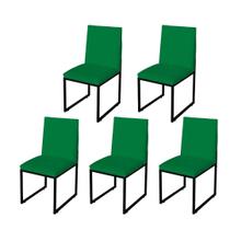 Kit 5 Cadeira Para Sala de Jantar Trendy Base Metálica Preto Suede Verde - Móveis Mafer
