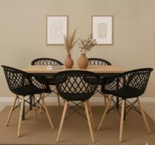 Kit 5 Cadeira para Sala Mesa de Jantar Web Wood Preta Kit 5 Cadeira para Sala Mesa de Jantar Web Wood Preta