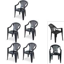 Kit 5 Cadeira Poltrona Plástico Vime Multiuso Ler Preta Kit 5 Cadeira Poltrona Plástico Vime Multiuso Ler Preta
