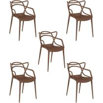 Kit 5 Cadeiras Allegra Empilhável com Inmetro Magazine Decor - Marrom
