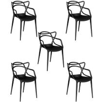 Kit 5 Cadeiras Allegra Empilhável com Inmetro Magazine Decor - Preto