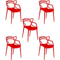 Kit 5 Cadeiras Allegra Empilhável com Inmetro Magazine Decor - Vermelho