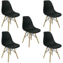 Kit 5 Cadeiras Charles Eames Eiffel Dkr Wood Preto Kit 5 Cadeiras Charles Eames Eiffel Dkr Wood Preto