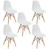 Kit 5 Cadeiras Charles Eames Eiffel Wood Design Branca