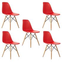 Kit 5 Cadeiras Charles Eames Eiffel Wood Design Branca Preta