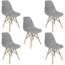 Kit 5 Cadeiras Charles Eames Eiffel Wood Design Varias Cores
