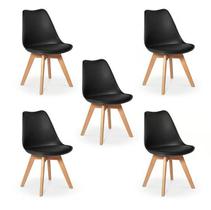 Kit 5 Cadeiras Charles Eames Leda Saarinen Preta Preto Kit 5 Cadeiras Charles Eames Leda Saarinen Preta Preto