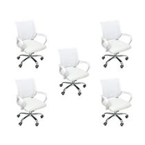 Kit 5 Cadeiras De Escritório Begonia Tela Mesh Ergonômica Branco Kit 5 Cadeiras De Escritório Begonia Tela Mesh Ergonômica Branco