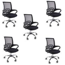 Kit 5 Cadeiras De Escritório Begonia Tela Mesh Ergonômica Preto Kit 5 Cadeiras De Escritório Begonia Tela Mesh Ergonômica Preto