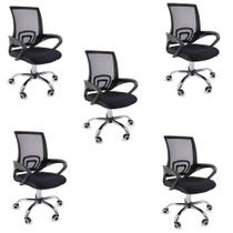 Kit 5 Cadeiras de Escritório Begonia Tela Mesh Ergonômica - Preto Kit 5 Cadeiras de Escritório Begonia Tela Mesh Ergonômica - Preto