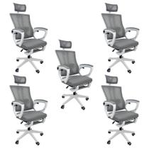 Kit 5 Cadeiras De Escritório Oficial Paris Cinza