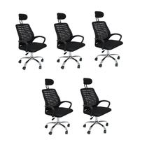 Kit 5 Cadeiras de Escritório Presidente Tela Mesh Cádis