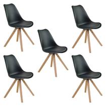 Kit 5 Cadeiras de Jantar Design Saarinen Wood Base Madeira Lívia R02 Preto - Mpozenato