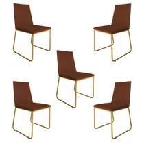Kit 5 Cadeiras de Jantar Estofada Lille Base Gold Veludo Terracota - Montanaris Decor