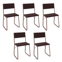 Kit 5 Cadeiras de Jantar Estofadas Angra - Cobre e Marrom