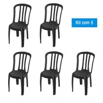 Kit 5 Cadeiras de Plástico Bistrô Pretas