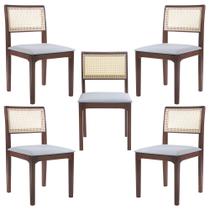 Kit 5 Cadeiras Decorativa Sala de Jantar Nivea Amêndoa G55 - Gran Belo