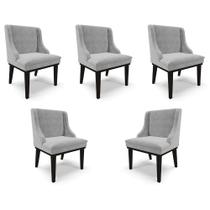 Kit 5 Cadeiras Decorativas Sala de Jantar Base Fixa de Madeira Firenze Suede Cinza/Preto G19 - Gran Belo Kit 5 Cadeiras Decorativas Sala de Jantar Base Fixa de Madeira Firenze Suede Cinza/Preto G19 - Gran Belo