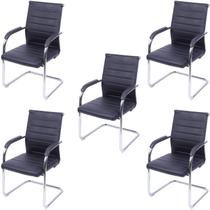 Kit 5 Cadeiras Escritório Interlocutor Fixa Esteirinha Florença 3322 Kit 5 Cadeiras Escritório Interlocutor Fixa Esteirinha Florença 3322