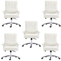 Kit 5 Cadeiras Escritório Presidente Ergonômica NR17 material sintético Mola Ensacada