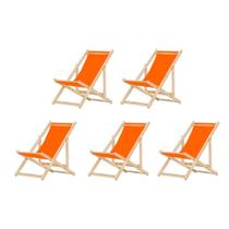 Kit 5 Cadeiras Espreguiçadeira Preguiçosa Dobrávl Sem Braço Natural