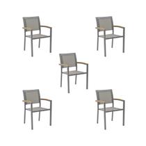 Kit 5 Cadeiras Externas Maragogi Grafite Alumínio