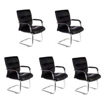 Kit 5 Cadeiras Fixa Estofada W-50A Preta