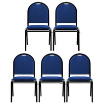 Kit 5 Cadeiras Hoteleiras Auditório Empilhável Linho M23 Azul - Mpozenato