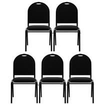 Kit 5 Cadeiras Hoteleiras Auditório Empilhável Linho M23 Preto - Mpozenato
