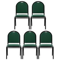 Kit 5 Cadeiras Hoteleiras Auditório Empilhável Linho M23 Verde - Mpozenato