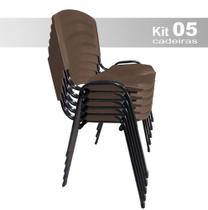 kit 5 Cadeiras Iso Plástica Fixa Cadeira Empilhavel Para Escritório Escola Igreja Salão Marrom - STILOS MOVEIS CORPORATIVOS