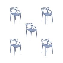 Kit 5 Cadeiras Jantar Allegra Azul Caribe PP Rivatti
