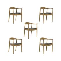 Kit 5 Cadeiras Jantar Carolina Madeira Natural PU