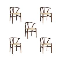 Kit 5 Cadeiras Jantar Valentina Madeira Escura Kit 5 Cadeiras Jantar Valentina Madeira Escura