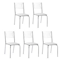 Kit 5 Cadeiras Nanda cromada para cozinha ou espaço gourmet-Assento branco Kit 5 Cadeiras Nanda cromada para cozinha ou espaço gourmet-Assento branco