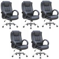Kit 5 Cadeiras para Escritório Presidente material sintético Master Soft Kit 5 Cadeiras para Escritório Presidente material sintético Master Soft