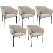 Kit 5 Cadeiras Para Sala De Jantar Estar Living Olívia L02 Bouclê Creme - Lyam Decor