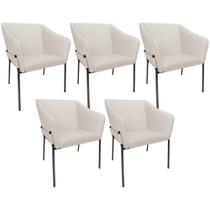 Kit 5 Cadeiras Para Sala De Jantar Estar Living Olívia L02 Linho Cru - Lyam Decor Kit 5 Cadeiras Para Sala De Jantar Estar Living Olívia L02 Linho Cru - Lyam Decor