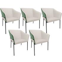 Kit 5 Cadeiras Para Sala de Jantar Estar Living Olívia L02 Linho Cru material sintético Verde - Lyam Decor Kit 5 Cadeiras Para Sala de Jantar Estar Living Olívia L02 Linho Cru material sintético Verde - Lyam Decor