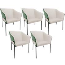 Kit 5 Cadeiras Para Sala de Jantar Estar Living Olívia L02 Linho Cru material sintético Verde - Lyam Decor Kit 5 Cadeiras Para Sala de Jantar Estar Living Olívia L02 Linho Cru material sintético Verde - Lyam Decor