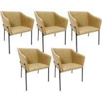 Kit 5 Cadeiras Para Sala de Jantar Estar Living Olívia L02 material sintético Fendi - Lyam Decor