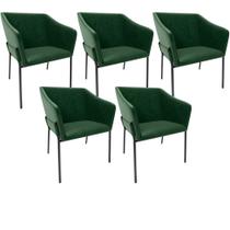 Kit 5 Cadeiras Para Sala de Jantar Estar Living Olívia L02 material sintético Verde - Lyam Decor