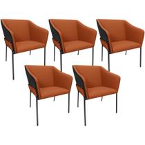 Kit 5 Cadeiras Para Sala de Jantar Estar Living Olívia L02 Terracota material sintético Preto - Lyam Decor
