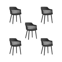 Kit 5 Cadeiras Polipropileno Marcela Montreal Preta para Sala de Jantar ou Escritório Kit 5 Cadeiras Polipropileno Marcela Montreal Preta para Sala de Jantar ou Escritório