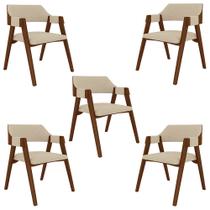 Kit 5 Cadeiras Sala de Jantar e Jogos Carteados Madeira Maciça Poker Linho OffWhite/Imbuia G42 - Gran Belo Kit 5 Cadeiras Sala de Jantar e Jogos Carteados Madeira Maciça Poker Linho OffWhite/Imbuia G42 - Gran Belo