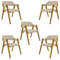 Kit 5 Cadeiras Sala de Jantar e Jogos Carteados Madeira Maciça Poker Linho OffWhite/Mel G42 - Gran Belo Kit 5 Cadeiras Sala de Jantar e Jogos Carteados Madeira Maciça Poker Linho OffWhite/Mel G42 - Gran Belo