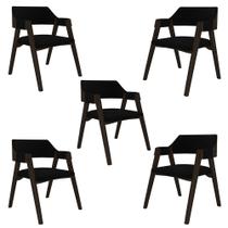 Kit 5 Cadeiras Sala de Jantar e Jogos Carteados Madeira Maciça Poker Veludo Preto/Capuccino G42 - Gran Belo