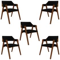 Kit 5 Cadeiras Sala de Jantar e Jogos Carteados Madeira Maciça Poker Veludo Preto/Imbuia G42 - Gran Belo Kit 5 Cadeiras Sala de Jantar e Jogos Carteados Madeira Maciça Poker Veludo Preto/Imbuia G42 - Gran Belo