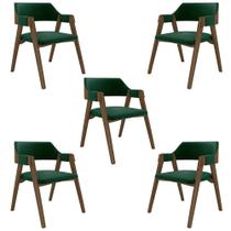 Kit 5 Cadeiras Sala de Jantar e Jogos Carteados Madeira Maciça Poker Veludo Verde/Nogueira G42 - Gran Belo Kit 5 Cadeiras Sala de Jantar e Jogos Carteados Madeira Maciça Poker Veludo Verde/Nogueira G42 - Gran Belo